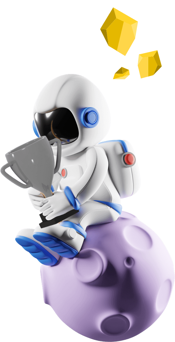 拿着奖杯的宇航员